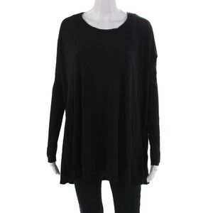 Mumu Mellow Women Black Cotton Long Sleeve Tunic Round Neck Boho Size S